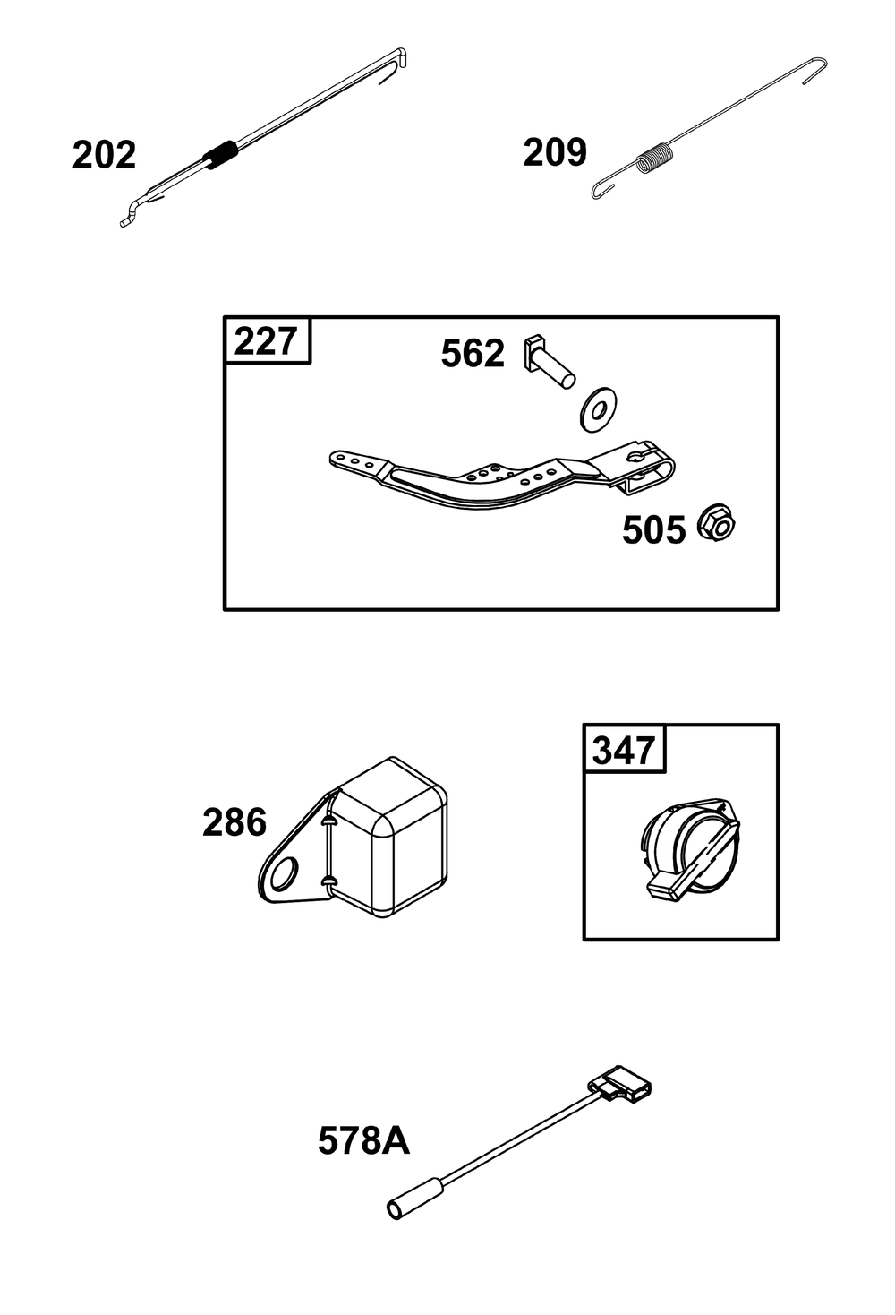 Controls Group Diagram and Parts List for 10R232-0026-F1 100000 - 19Z999 Briggs and Stratton Engine